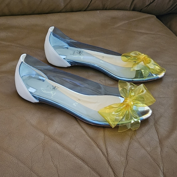 New Christian Louboutin Multicolor Rubber and Leather Designer Flats Size 5 US - Picture 1 of 12